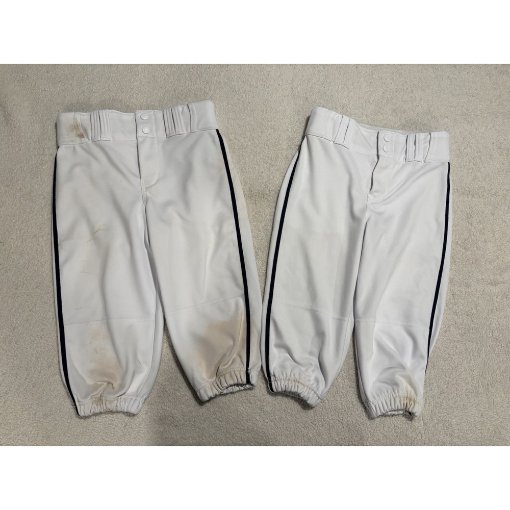 Champro Youth Baseball Pants Lot Of 2 White with Blue side Stripes Boys Size M